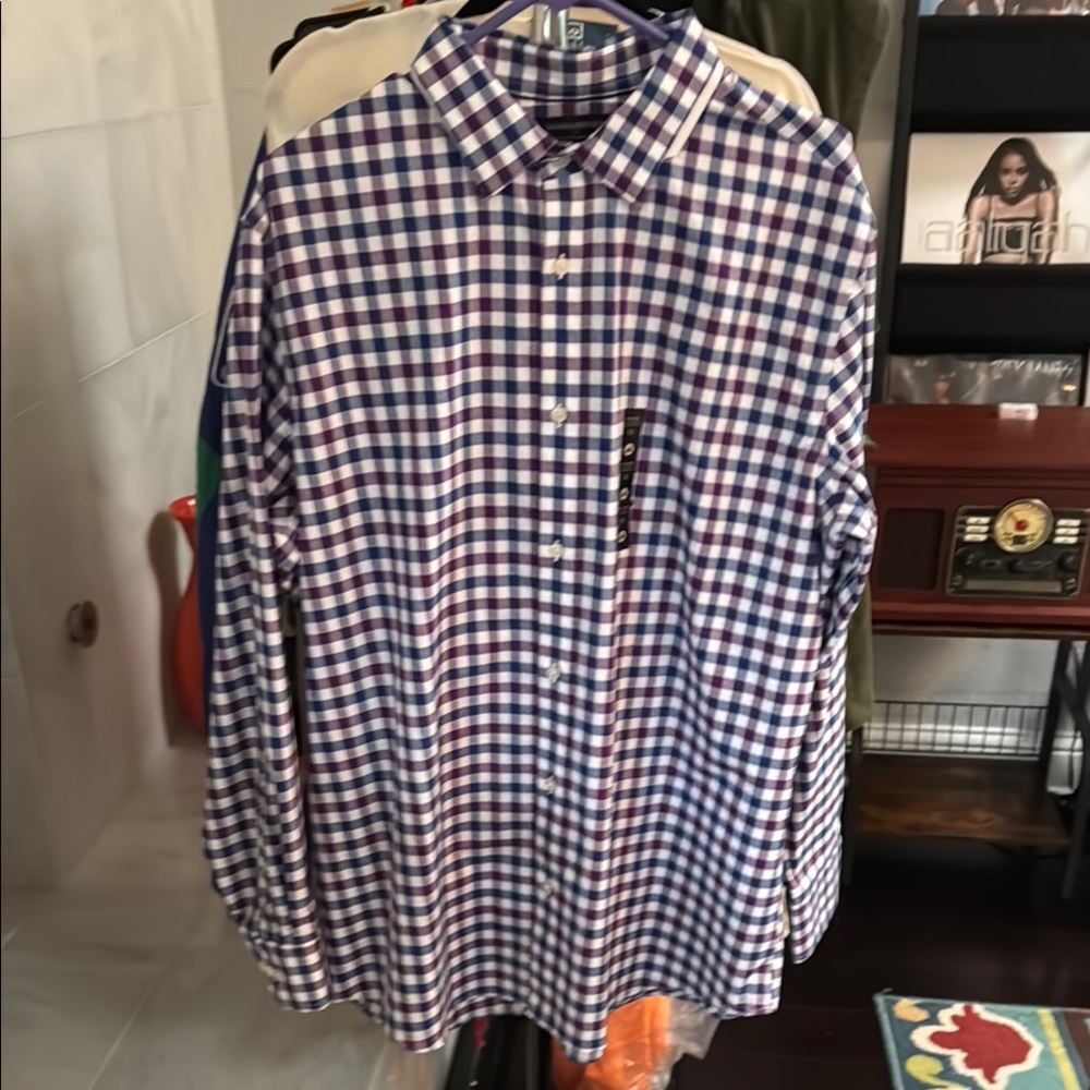 Banana Republic Blue and Purple Casual Button Down Shirt